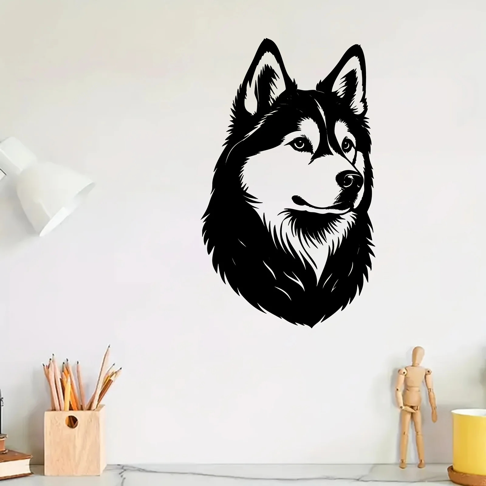 Husky Dog Metal Wall Art Rustproof Iron Sculpture Unique Pet Decor for Indoor Living Room Outdoor Fence