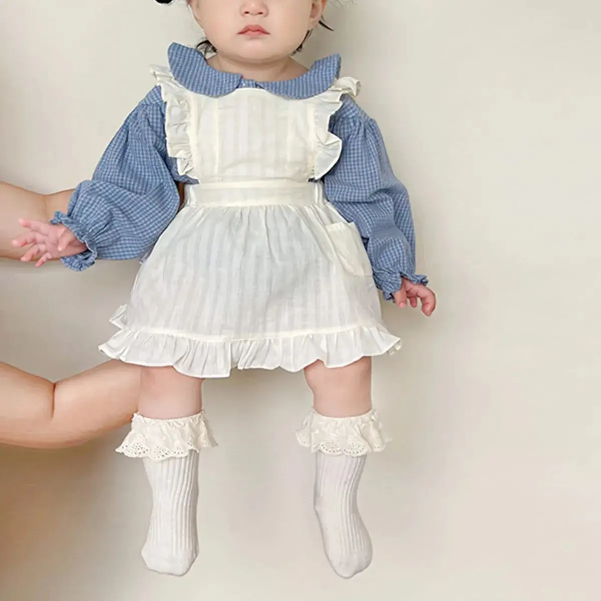 Girl Clothes Spring  Autumn New Single-breasted Girl\'s One Piece Clothes Or Lace Suspender Skirt Sweet Clothes Newborn