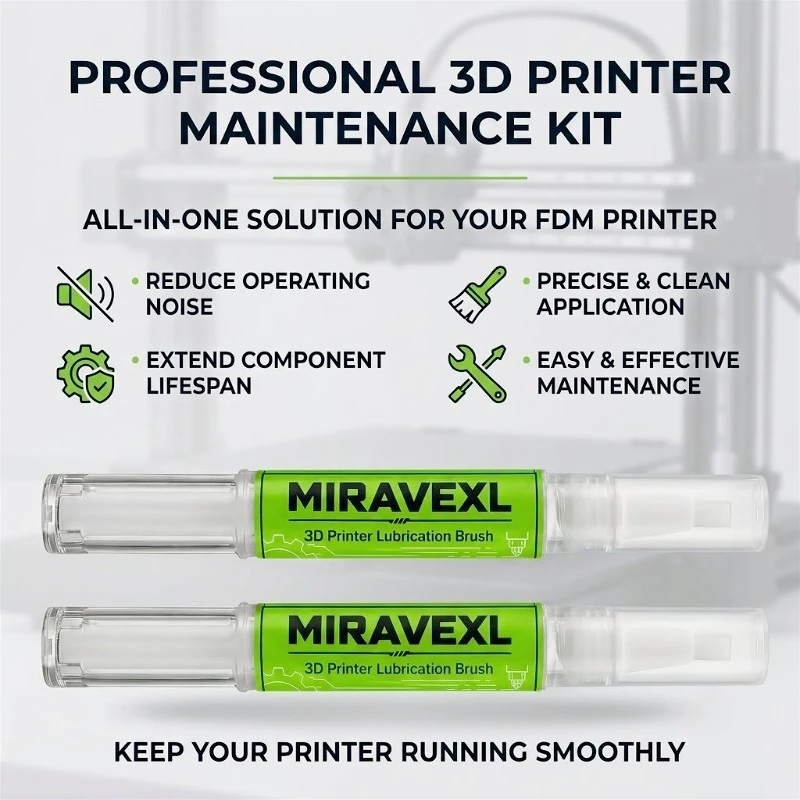 3D Printer Maintenance Brush Set with PTFE Lubricant Oil Stick for Linear Rails & Lead Screws, Fits Bambu Lab, Ender 3 gallery 1
