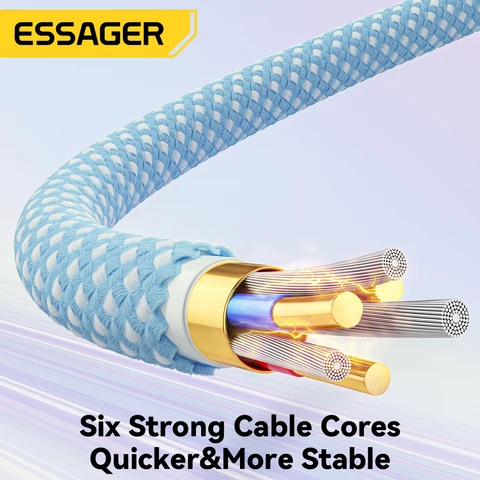 Essager USB C to Type C кабель 5A 100W для быстрой зарядки и передачи данных, 3M — фото устройства