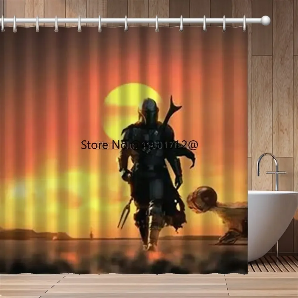 

Аниме Мандалорский Черный Воин Занавеска Для Ванны 1 шт. Водонепроницаемый 3D Милый Мультфильм с Крючками для Детской Украшения Ванной Комнаты