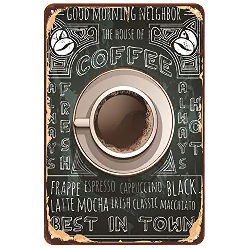 Coffee Drinks Latte Theme 8x12 Inch Retro Metal Tin Sign Wall Decor Study Metal Signs Vintage Bar Decoration Poster Pub aasd-39