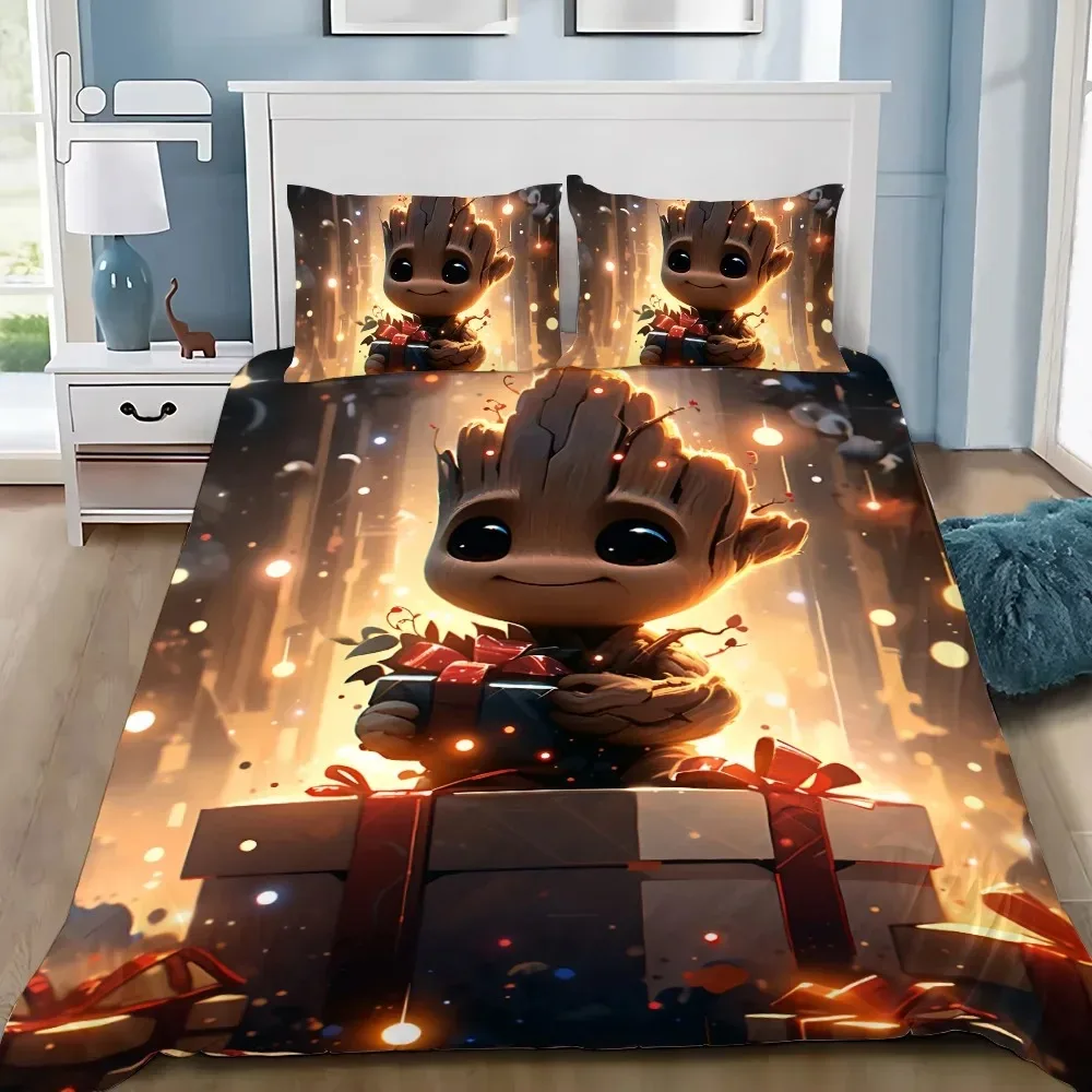 

Комплект постельного белья Kawaii Movie Groots с 3D принтом, одноместный размер Twin Queen для девочек и взрослых, пододеяльник, наволочка, постельные принадлежности