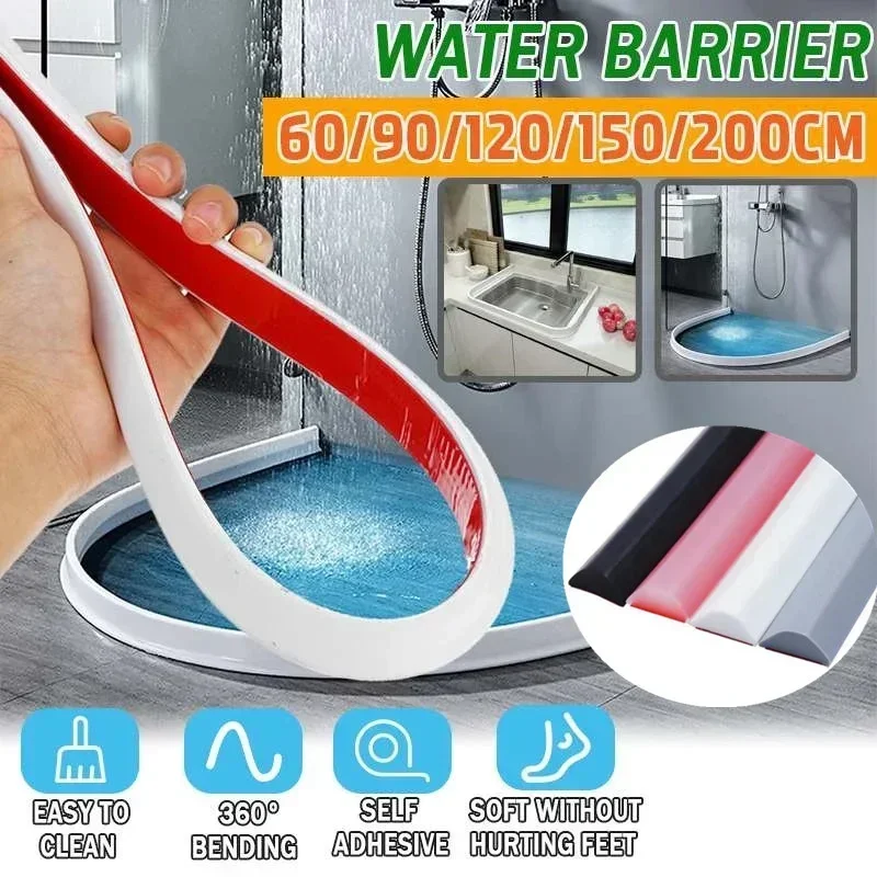 Silicone Bathroom Water Stopper Blocker door Bottom Sealing Strip Guard Blocker Dry and Wet Separation Partition water barrier