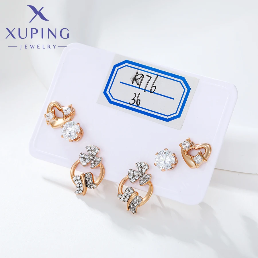 Xuping Jewelry Trendy Promotion New Copper Alloy Charm More Style Gold Plated Earring Group for Women Jewellery Gift