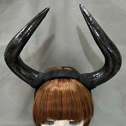 Adult Big Black Devil Bull Sheep Antelope Horn Headband Gothic Costume Props Halloween