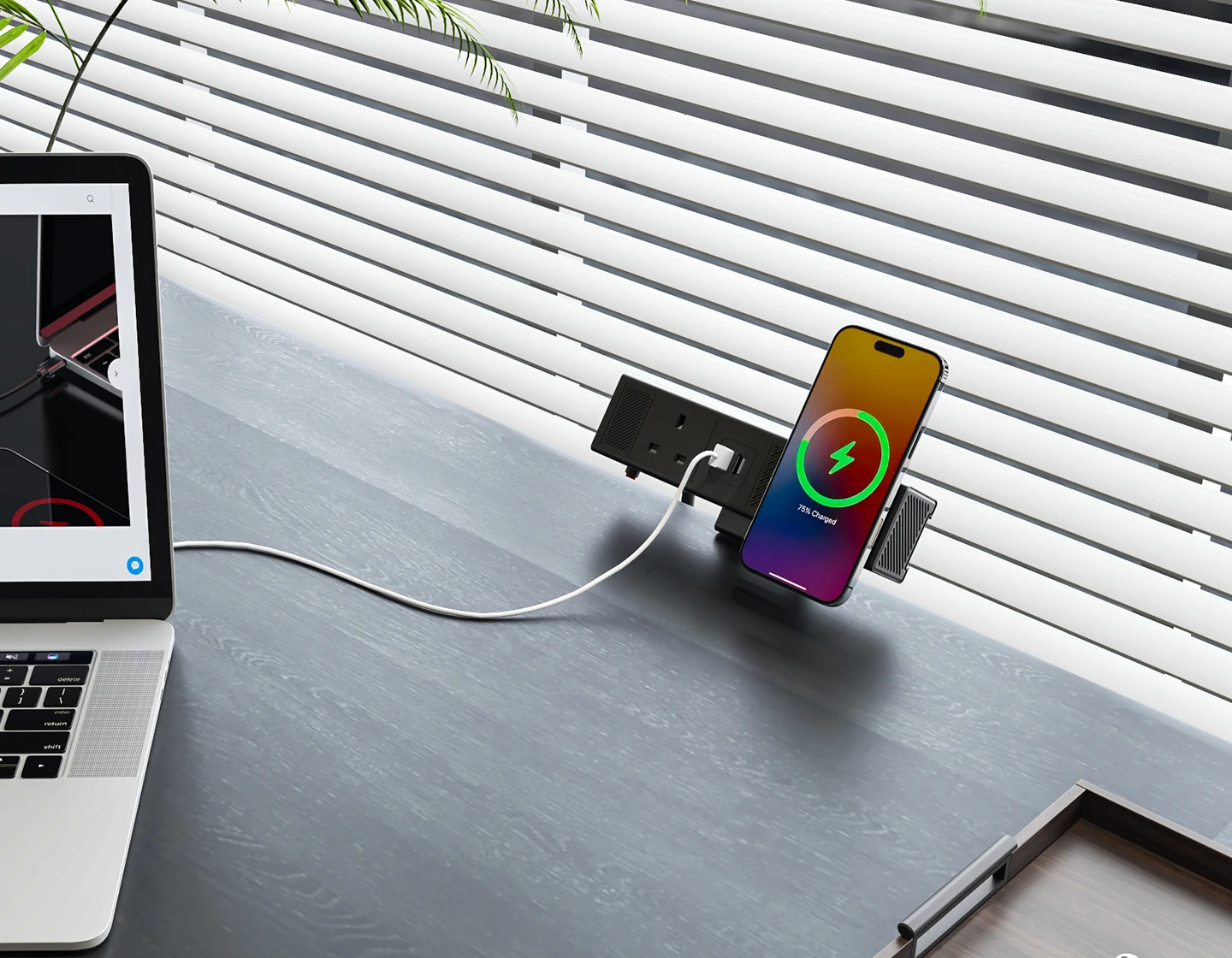 5pcs 65W All-in-One European Outlets Desk Power Strip 2 USB-A 1 USB-C Ports 16A Rated Current for Multi-Device Charging