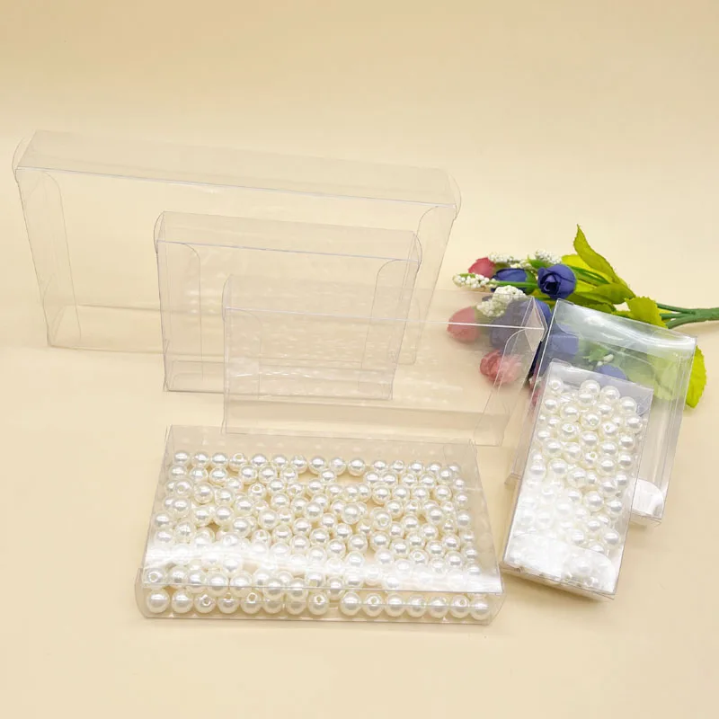 Caja transparente de plástico PVC para regalo de Navidad, caja de almacenamiento de embalaje de joyería de boda, 50 piezas, 2xBxC 2,5 xBxC, 2 lados