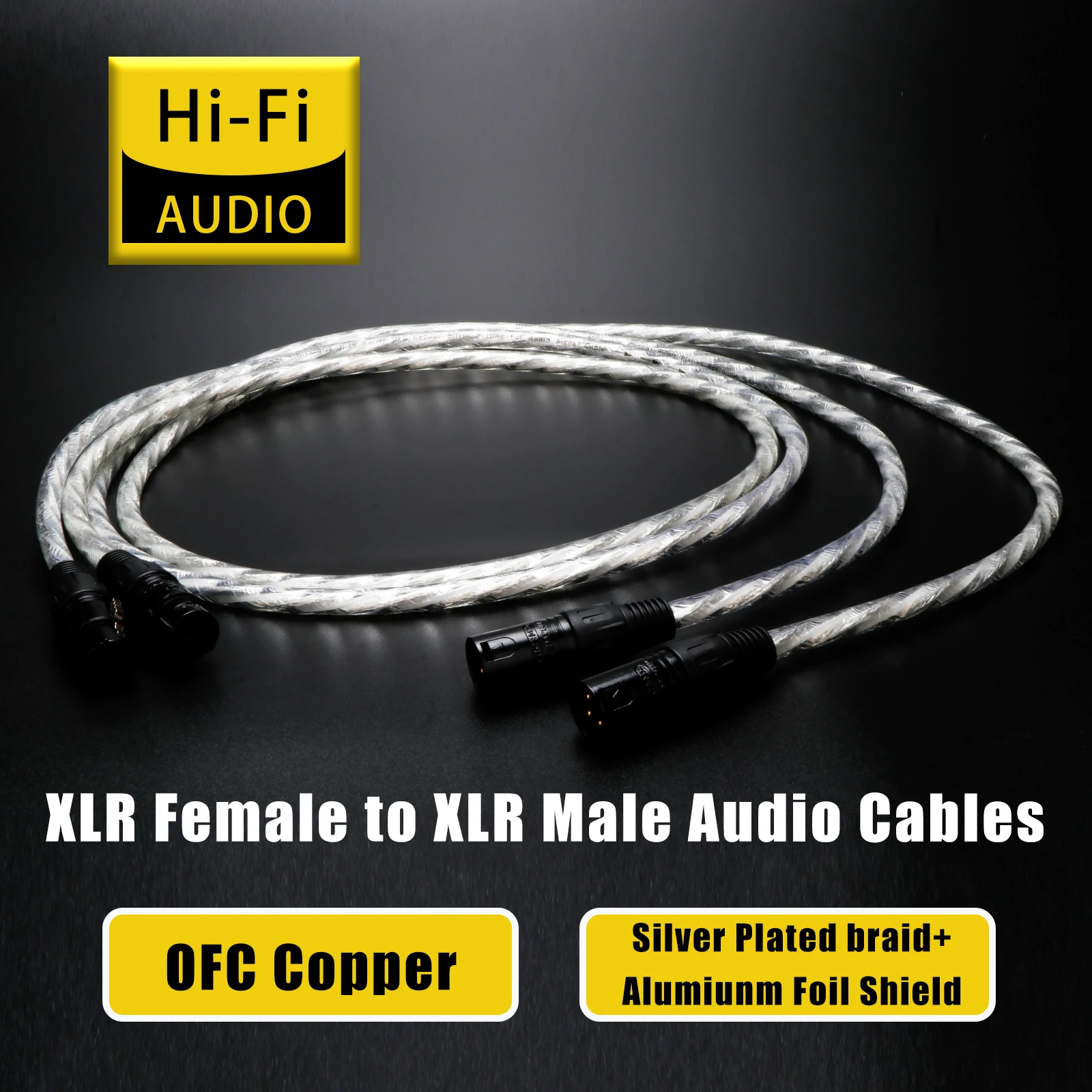 1 Pair X440 99.998% OFC Copper Silver Plated XLR/RCA Analog Interconnects Double Sheilding Twisted Audio video extend Cables