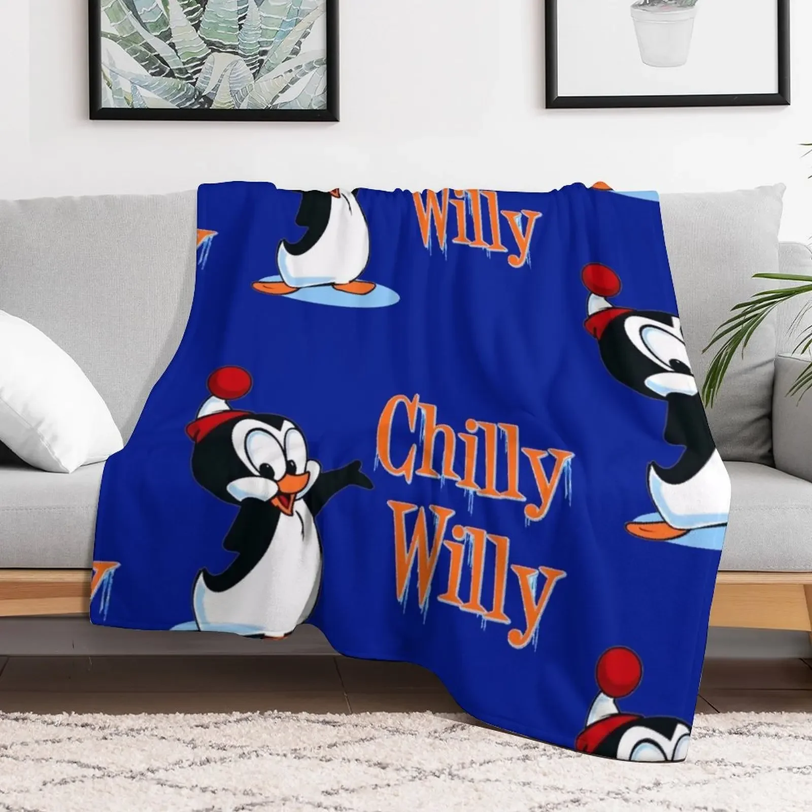 Uh huh! Chilly Willy Vintage Retro Style Throw Blanket Nap Multi-Purpose Blankets