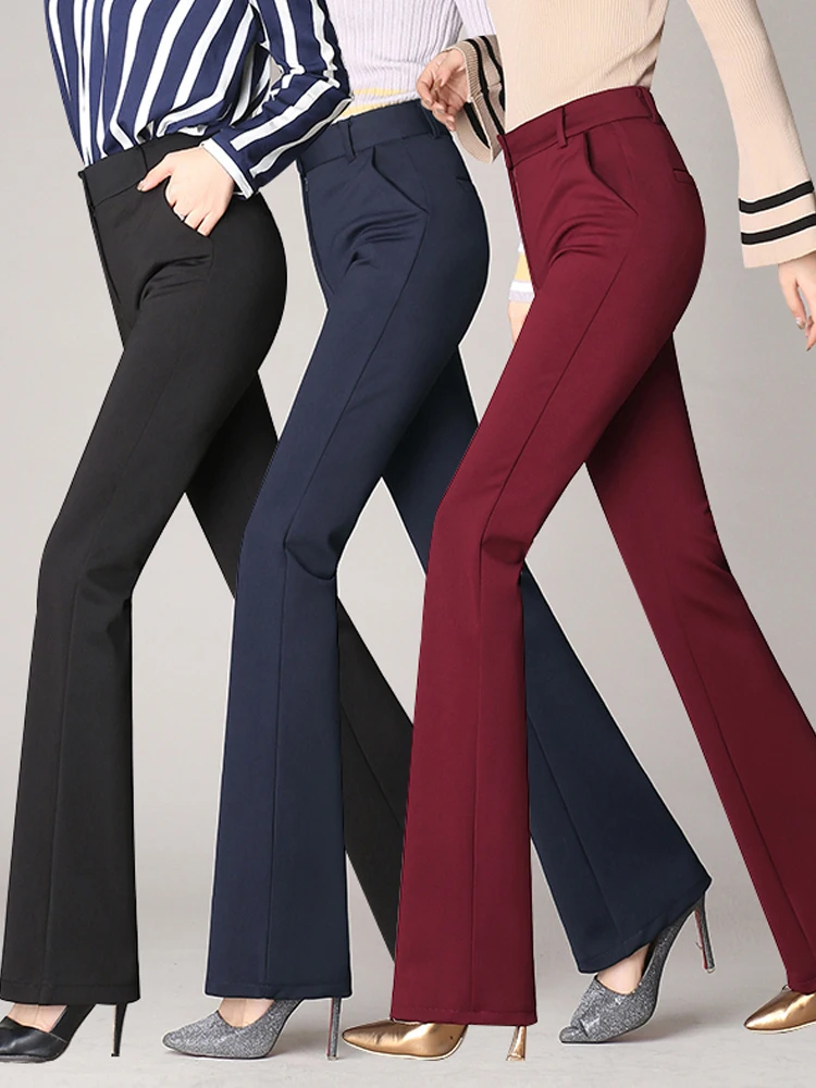 Pantaloni casual blazer taglie forti Pantaloni da ufficio da donna Pantaloni lunghi in fibra di poliestere Street Sle Vita l Stagione autunnale