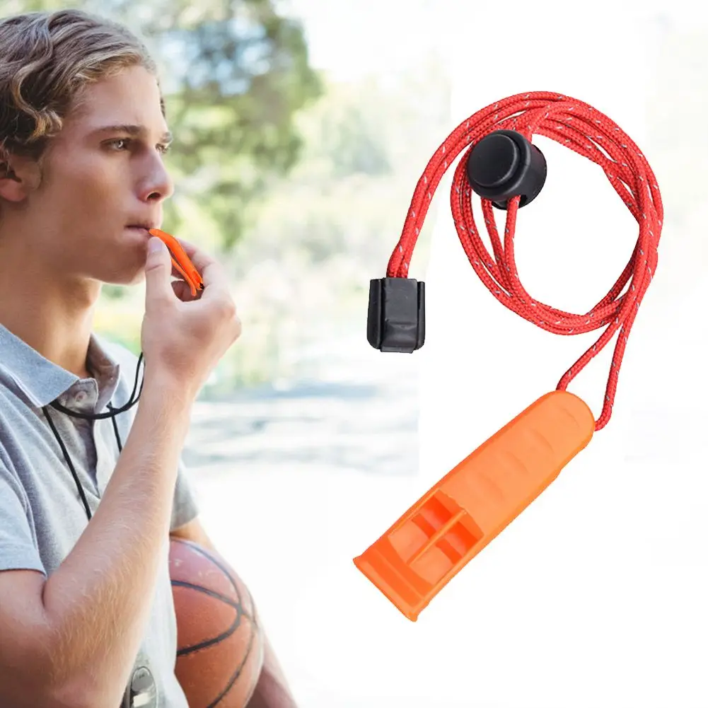 

Hiking Plastic Camping Dual Whistle Rescue Emergency Safety Survival Whistles Marine Whistle With Adjustable Reflective Lanyard