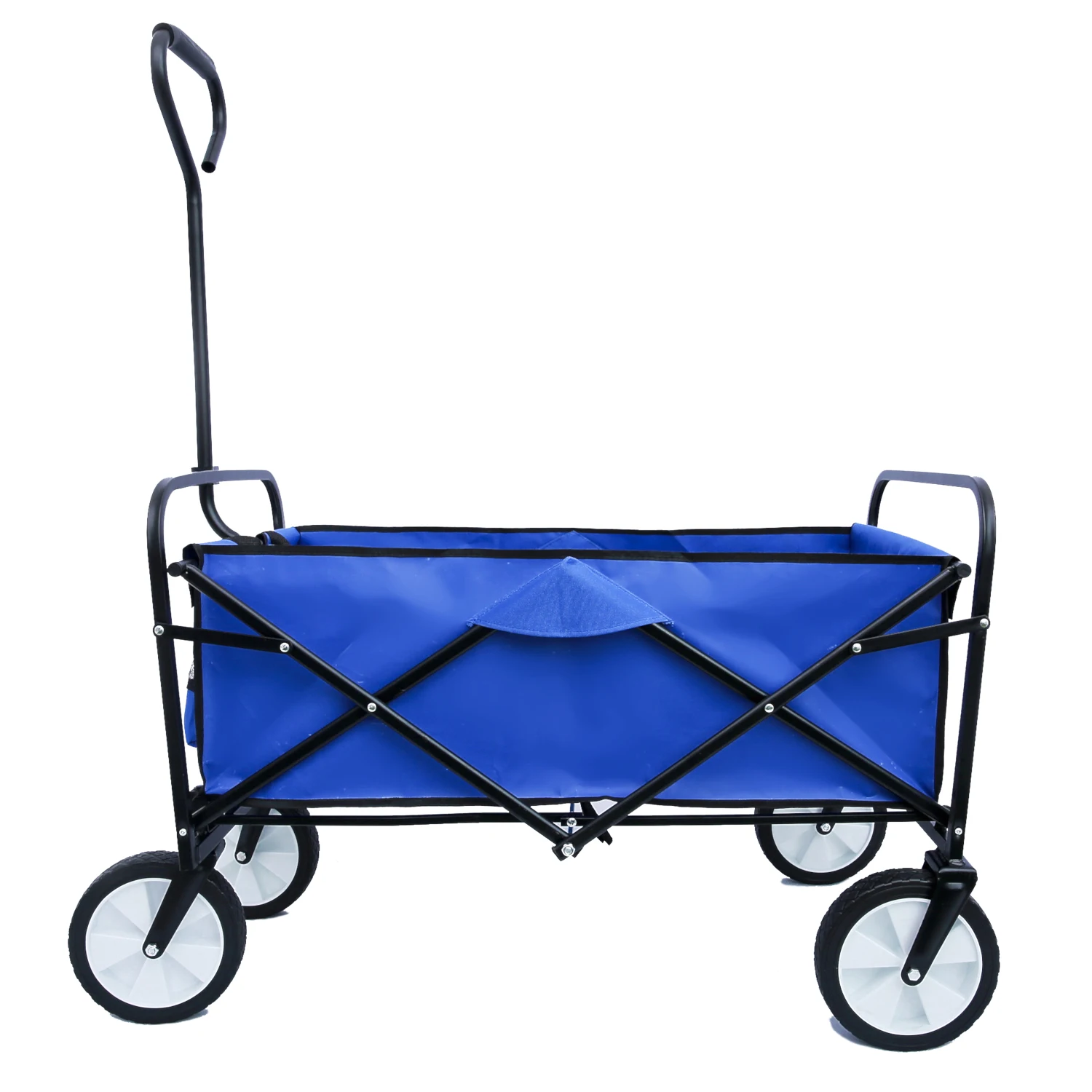 

Folding Wagon Garden Shopping Beach Cart (Blue)