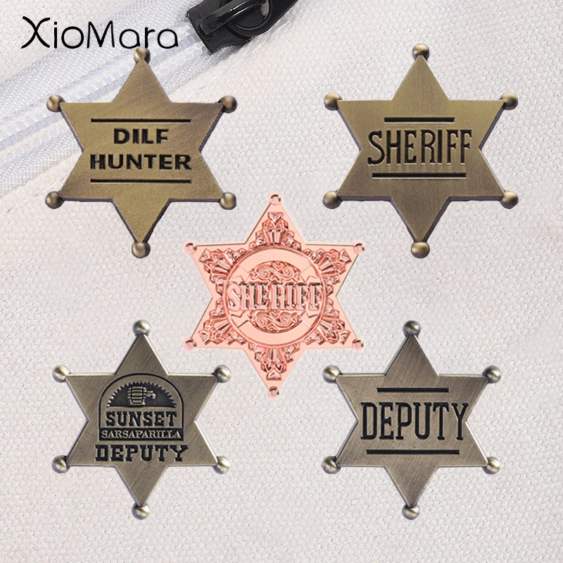Sheriff Deputy Dilf Hunter Enamel Pins Survival Role Playing Game She Riff Retro Star Brooches Lapel Badge Jewelry Gifts
