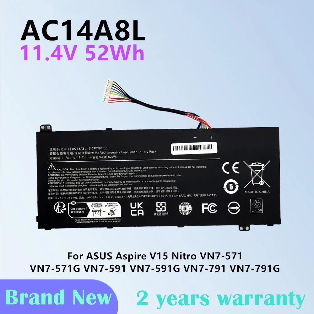 AC14A8L Laptop Battery FOR Acer Aspire VN7-571 VN7-571G VN7-591 VN7-591G VN7-791 V15 Nitro series MS2391 3ICP7/61/80