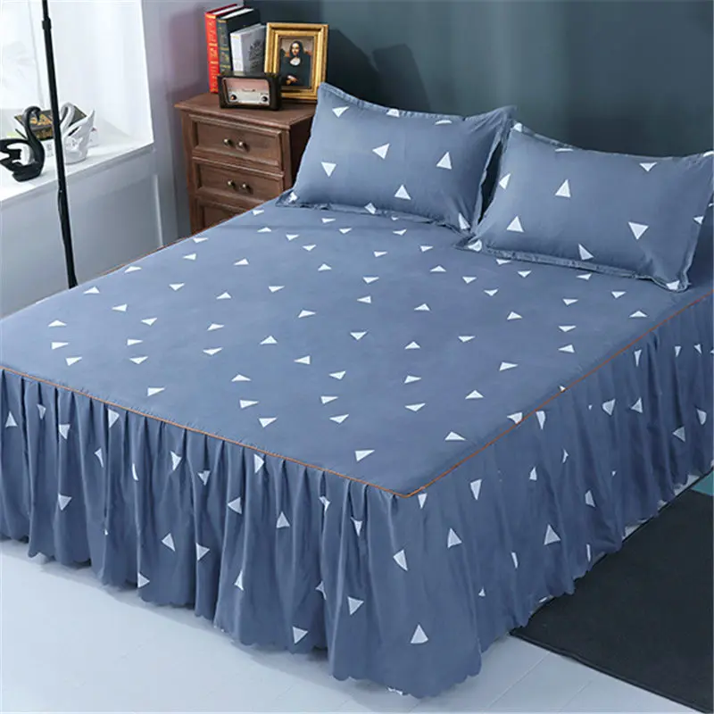 3pcs Bedding Bed Skirt With 2pcs Pillowcases Wedding Bedspread Bed Sheet Mattress Cover Full Twin Queen King Size Bedsheets