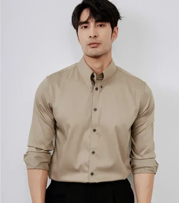 White shirt men's slim fit fashionable shirt men online