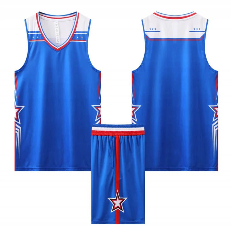 Brand basketball jerseys sleeveless vest five quarter pants set custom print number and name 7701Basketball uniform custom 158