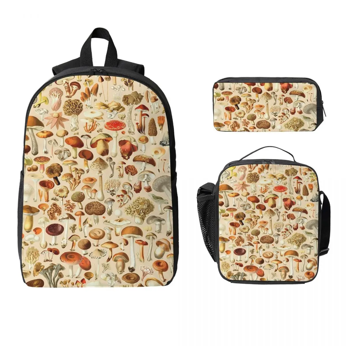 

Vintage Mushroom Designs Collection Backpack Boy Girl BookBag School Bag Laptop Shoulder Bag 3ps Insulated Lunch Bag Pencil Case