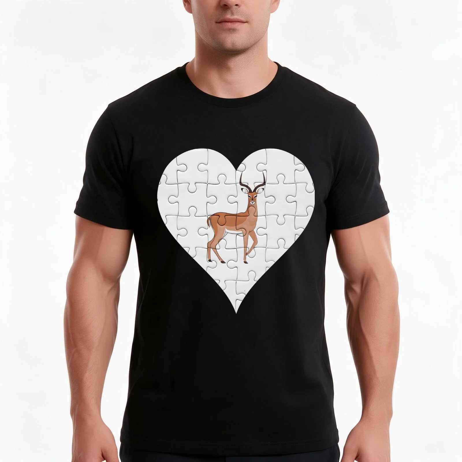 Jigsaw Impala Heart Design - Impala T-Shirt, Summer Casual Cotton Tee, Oversized Streetwear Tops, Vintage Graphic Print