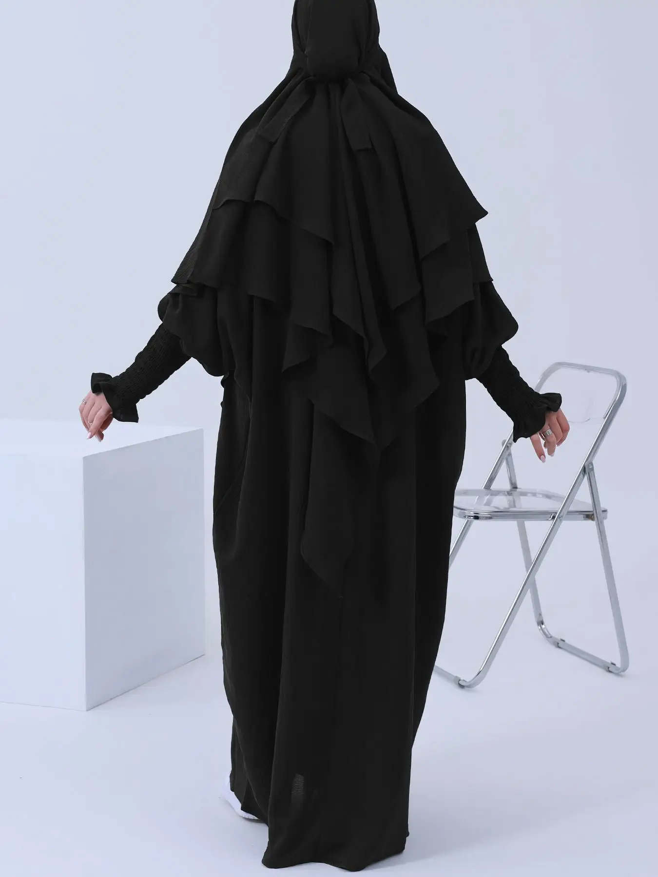 New Women Abayas Muslim Ramadan Prayer Clothing Comfortable Jalaba Solid Casual Batwing Sleeve Arab Oriental Robe Eid Djellaba