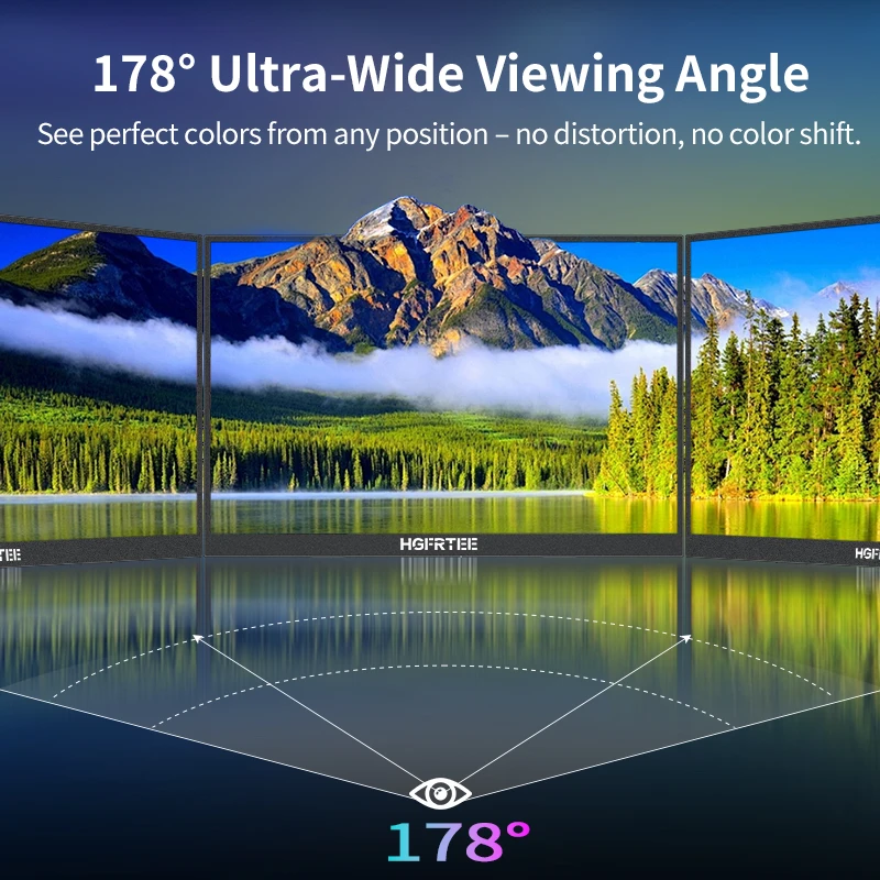 HGFRTEE 16-дюймовый портативный монитор FHD IPS 100%sRGB 300cd/m2 ПК Игры Расширенный дисплей Ноутбук Второй экран с VESA и кронштейном