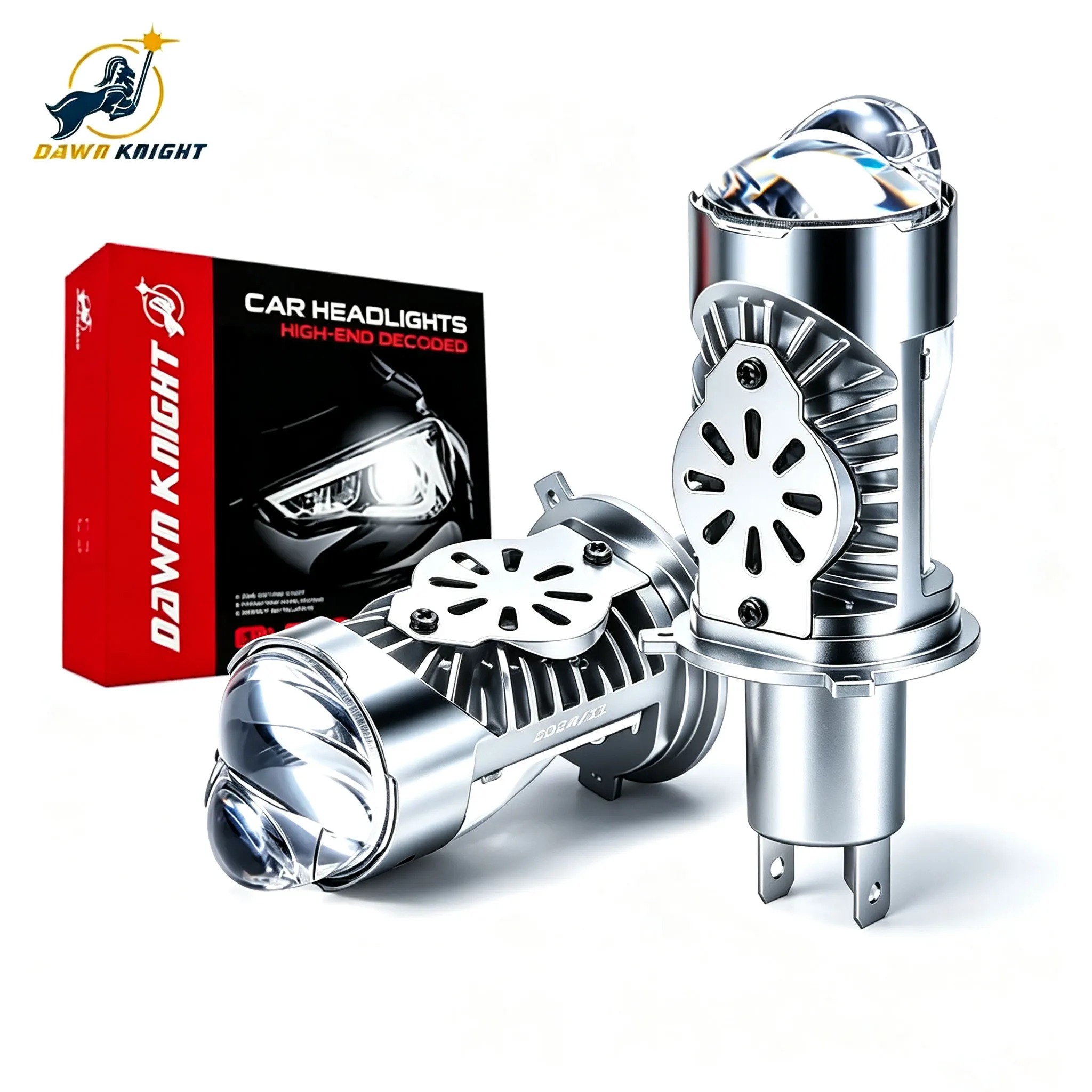 DAWN KNIGHT P40 H4 Lente de Projetor Mini LED 6000K Hi/Lo Beam Lâmpada LED Automotiva Turbo LHD Plug and Play 2 Peças