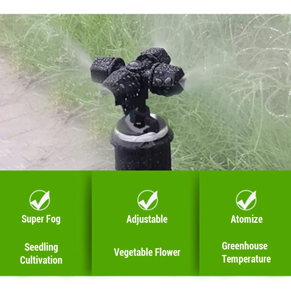 10PCS/lot Black Plastic Fog Spray Nozzle Anti-Drip Device Garden Lawn Misting Irrigation Watering Atomization Greenhouse Cooling