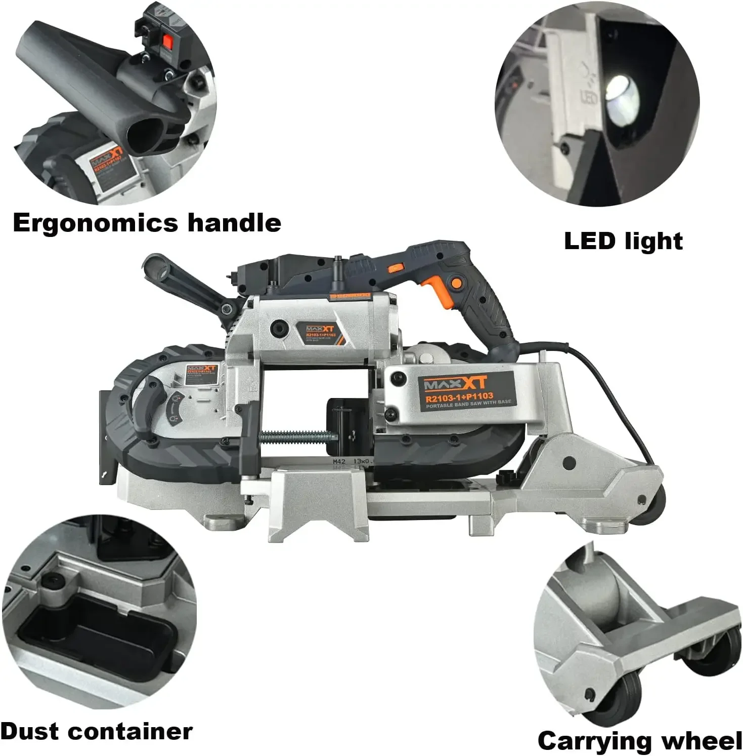 Lightweight Aluminum Base 10 Amp 5 Inch Deep Cut Variable Speed Handheld Automatic Multipurpose Cut with Carrying Wheels