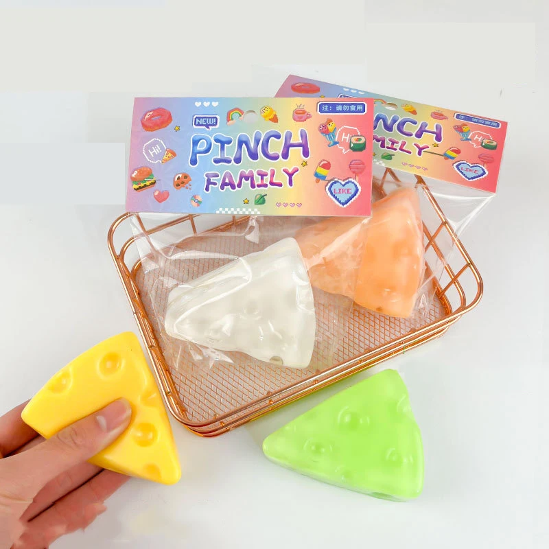 Cute Square Cheese Jelly Stress Relief Toys Colorful Cheese Mochi Dessert Squeeze Party Sensual Squeeze Pinch Fingertip Toy Gift