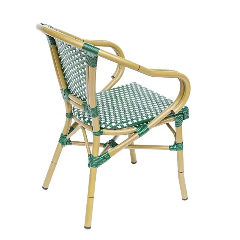 Modern leisure hotel outdoor furniture armrest dining chair small pure fresh single seat PE rattan chair
