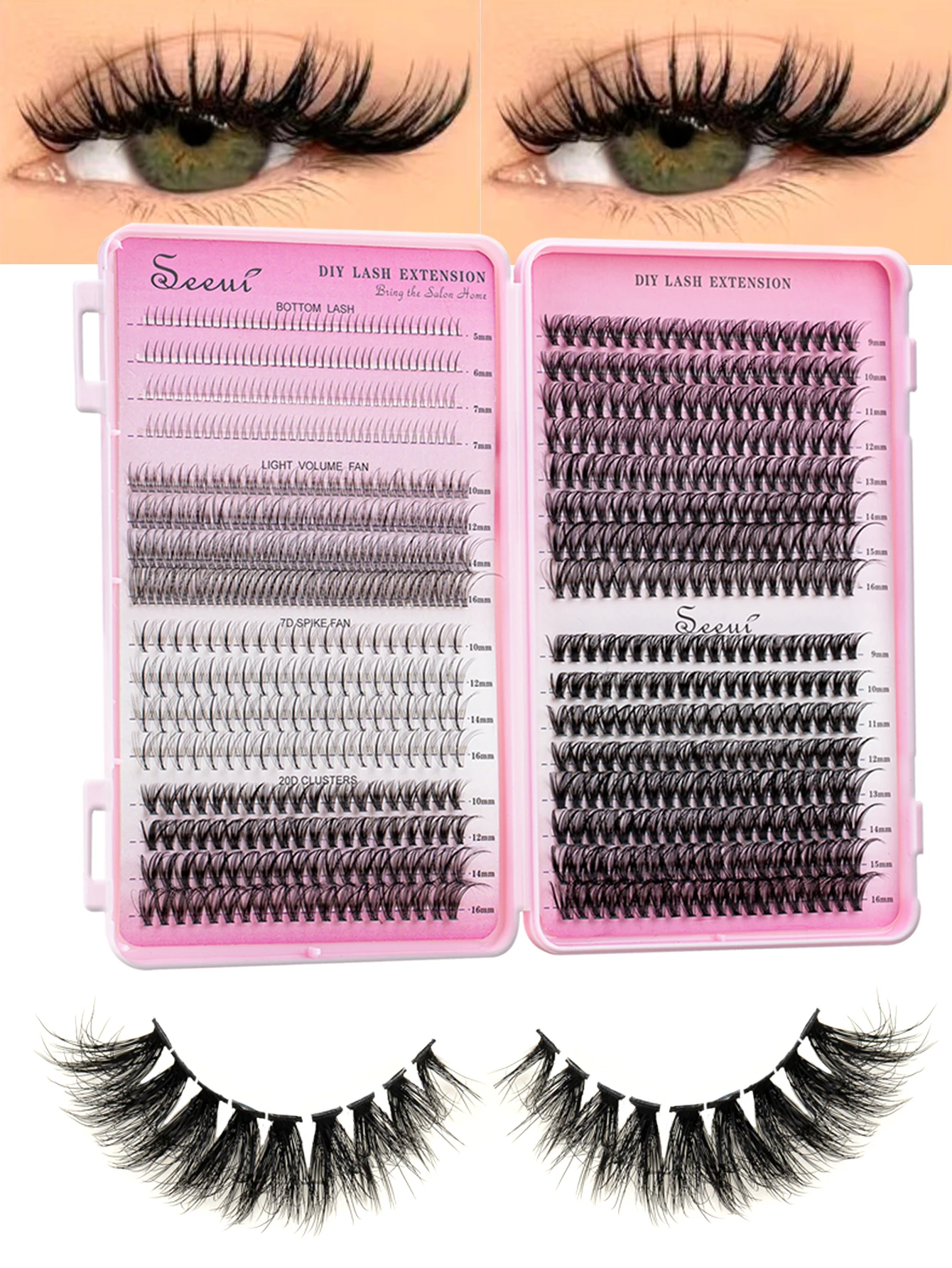 Individual Lashes Book Large Capacity DIY Clusters Extensions False Eyelash With Lower Lash at Home Makeup