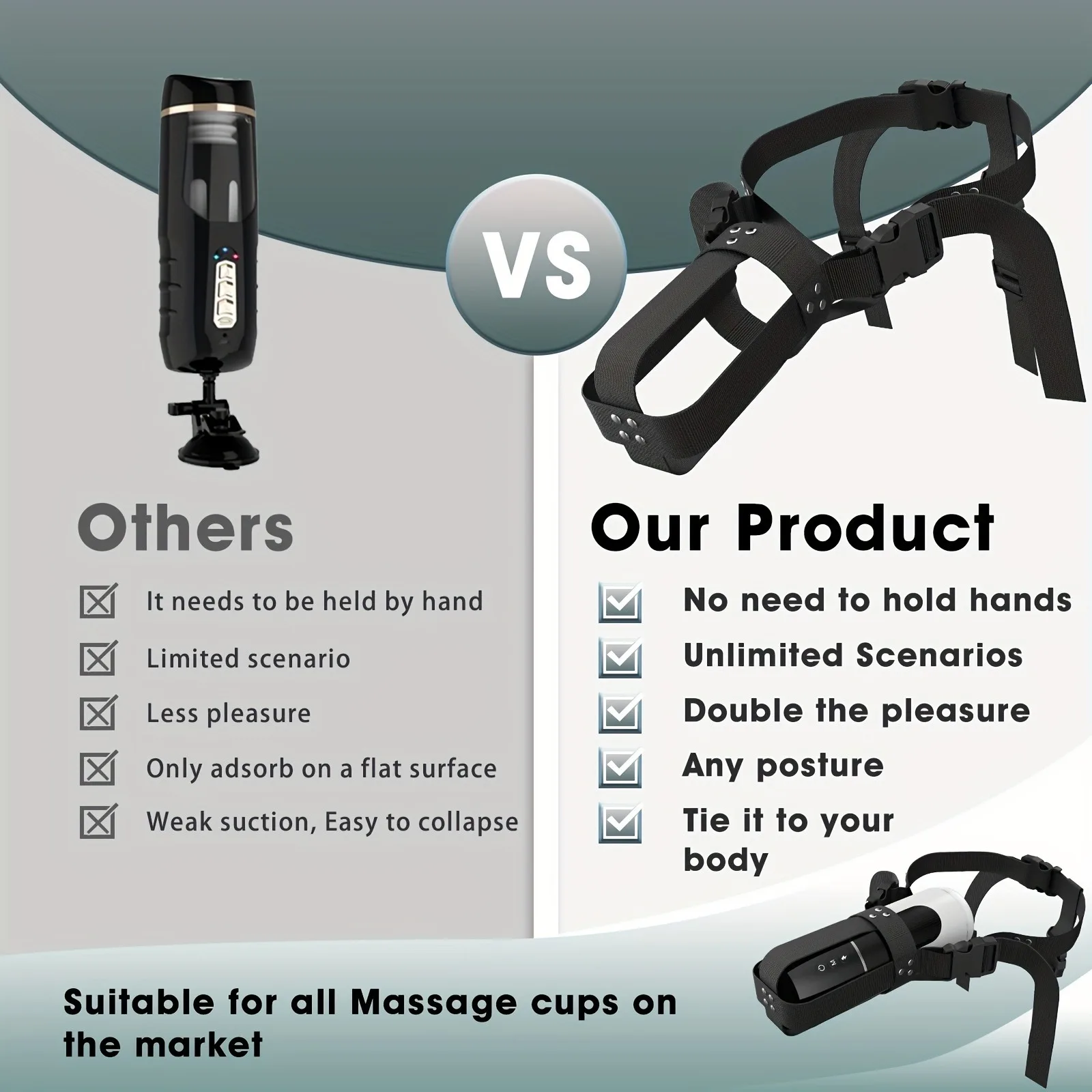 Adjustable Strap-on Automatic Male Masturbation Cup Wearable Sex Harness Male Hands Free Masturbator Sex Toys for Man