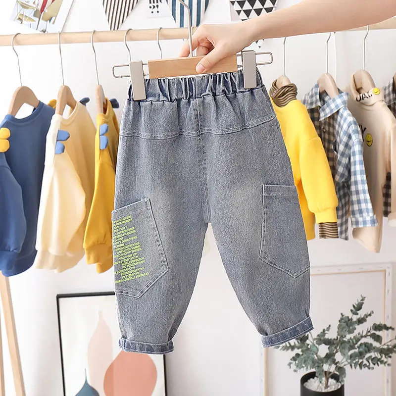 2022 Children\'S Clothing New Children Pants Boys girls denim jeans Holes Jeans Spring And Autumn Cotton Baby Kids Children Pants