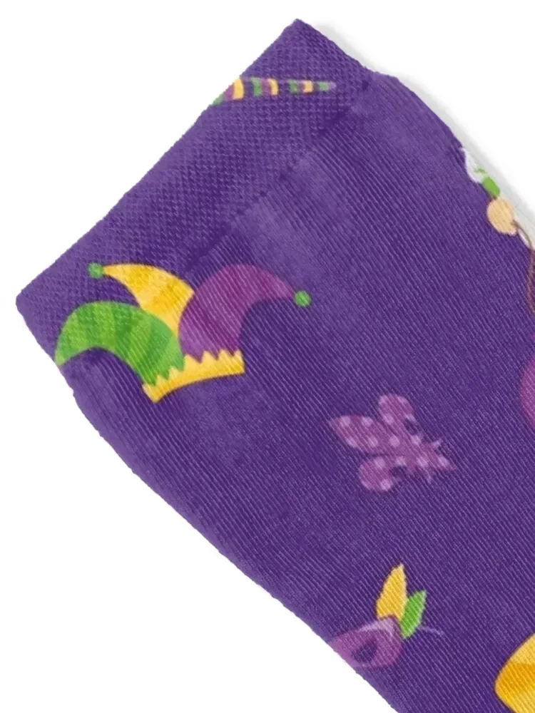 Mardi Gras Gnome Pattern Mardi Gras Fiesta Socks heated Soccer anti-slip Socks For Women Men's