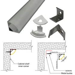 三角形のアルミニウムLEDストリップライト,黒と白,さまざまなインテリア装飾,16x16mm, 0.5m, 2個