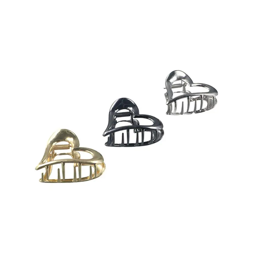 

Gifts Y2k Love Heart Metal Hair Claw Hollow Alloy Ponytail Claw Clip Ponytail Holder Hairpin Geometric Shark Clip Daily