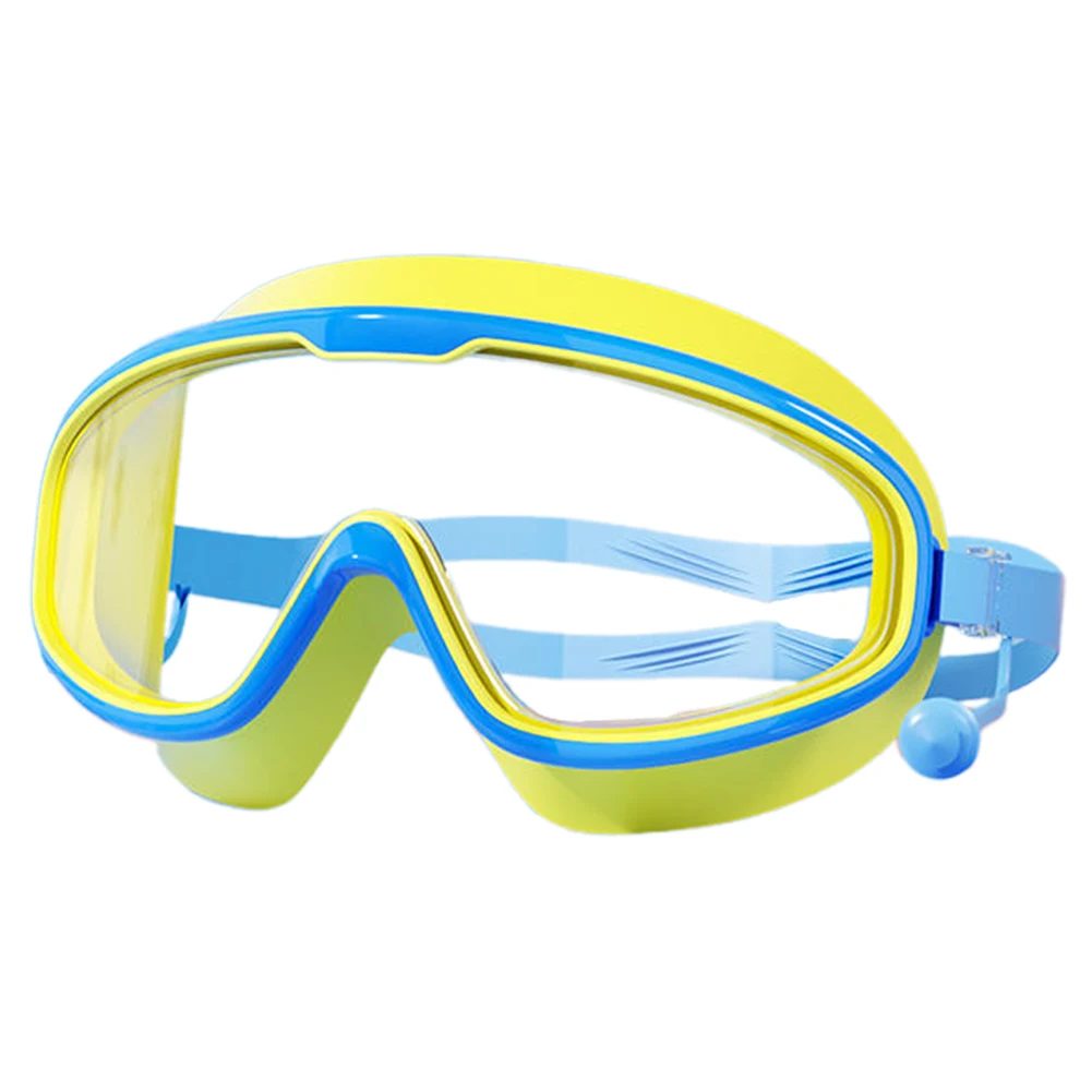 Kids Swim Goggles Anti Fog Swimming Goggles Waterproof Swim Sports Eyewear with Earplugs Large Frame for Diving Snorkeling