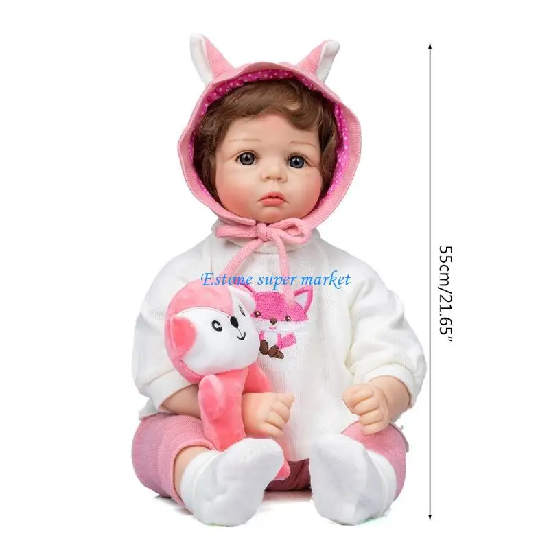 090B 21'' Reborns cho búp bê dành cho bé trai bé gái Đồ chơi giáo dục tương tác Vải Vinyl mềm Bo