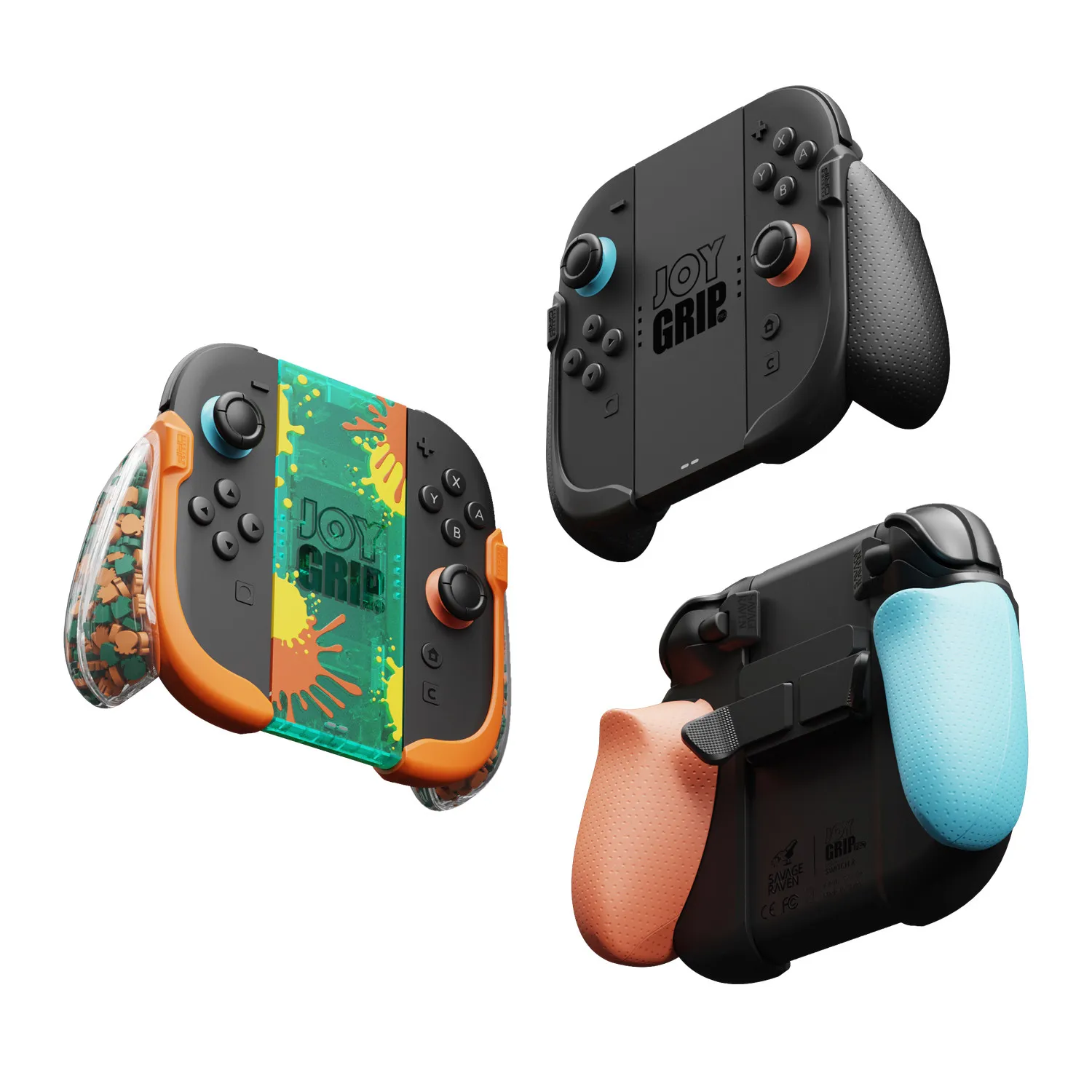 Custom Skull Co Savage Raven NS2 Charging Grip Magnetic Joy Con 2 Holder Detachable Back Paddle ABXY Remap Third Party