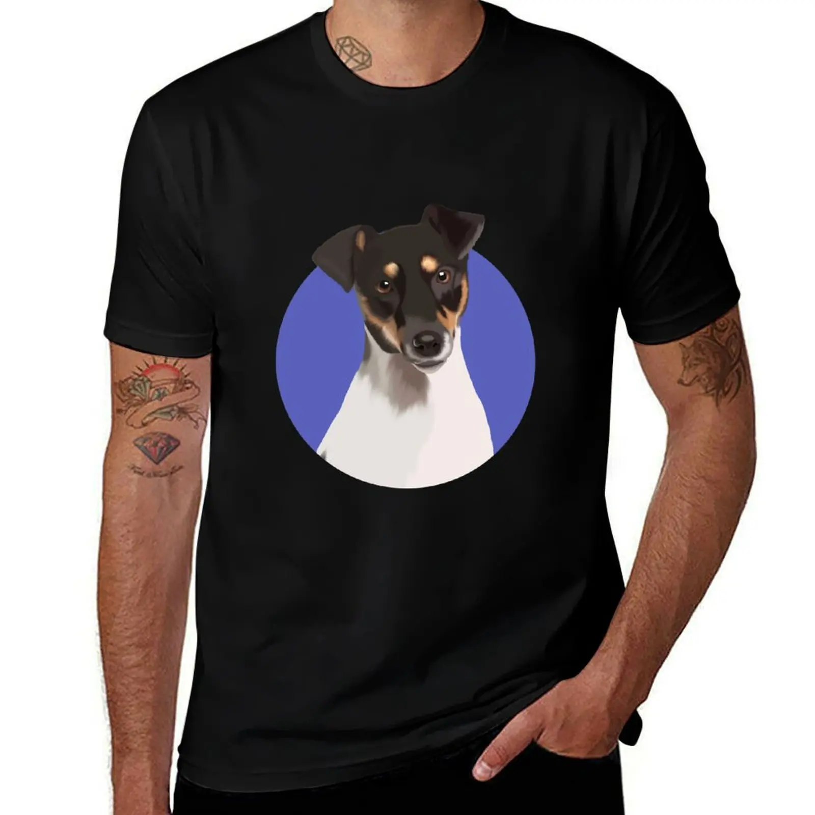 Jack Russel Terrier graphic art on purple background T-Shirt Big Size Daily Wear T-Shirt