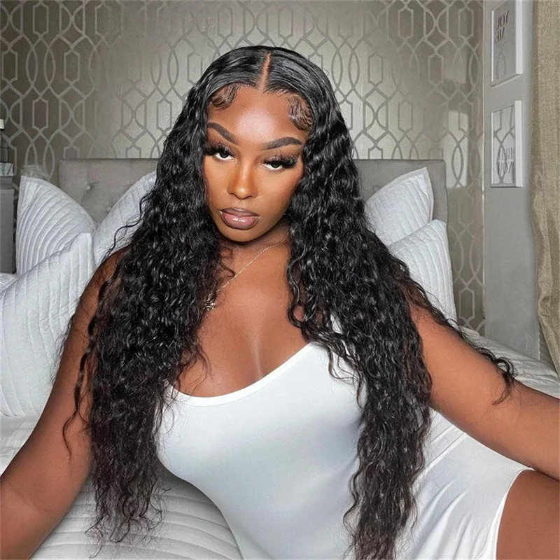 Black Middle-Parted Long Curly Synthetic Wig