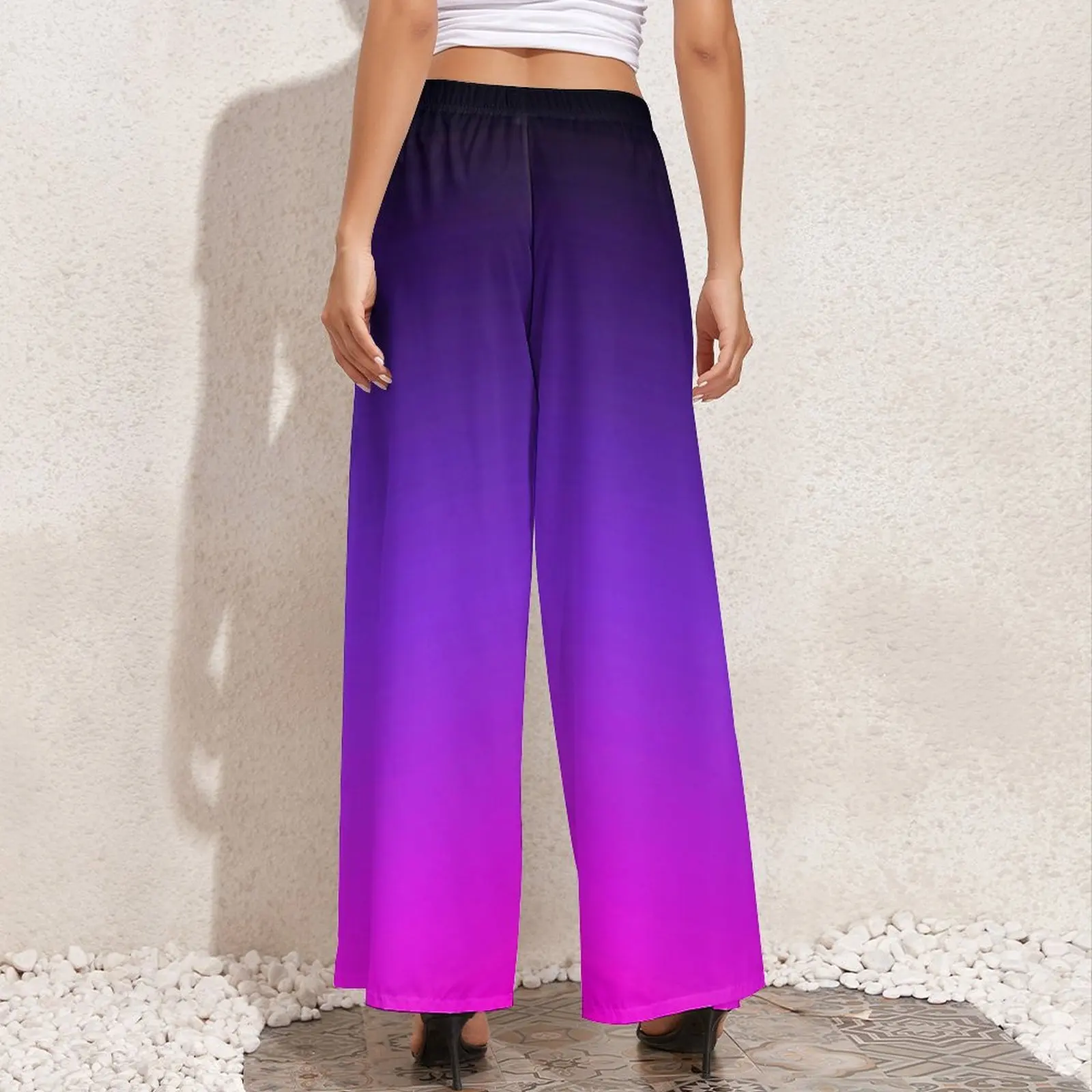 Ombre Gradient Pants High Waisted Black Violet and Pink Trendy Trousers Aesthetic Graphic Wide Pants