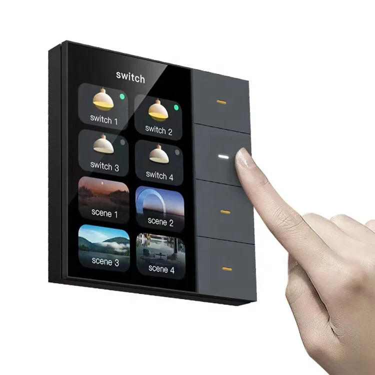 

Tuya 3.5 Inch Touch Screen Zigbee 4 Gang Relay Light Switch 8 Scene Switch With Radar Human Dimming Curtain Smart Home Control