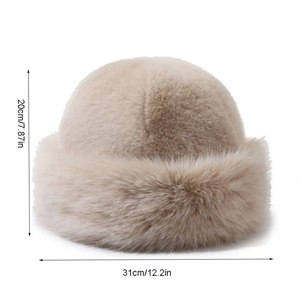 Winter Plush Hat Women Thickened Warm Fashion Simple Beret Harajuku Hat Imitation Fur Ear Protection Hat