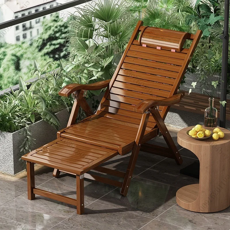 Reclining chair can sit, reclining folding bamboo bed chair, adult home lunch break, bench chair, bedroom nap, lazy balcony