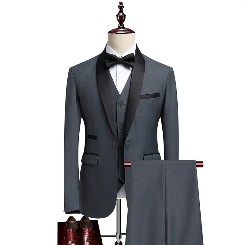 

Men's Business Suit Groom Wedding Slim Fit Best Man Tuxedo Three-Piece Set