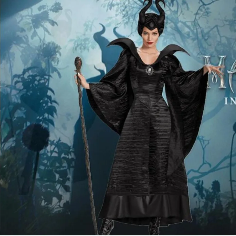 أزياء النساء للهالوين التأثيرية للبالغين: ملابس أداء Maleficent Maleficent Angelina Jolie للفتيات هدايا عيد الميلاد