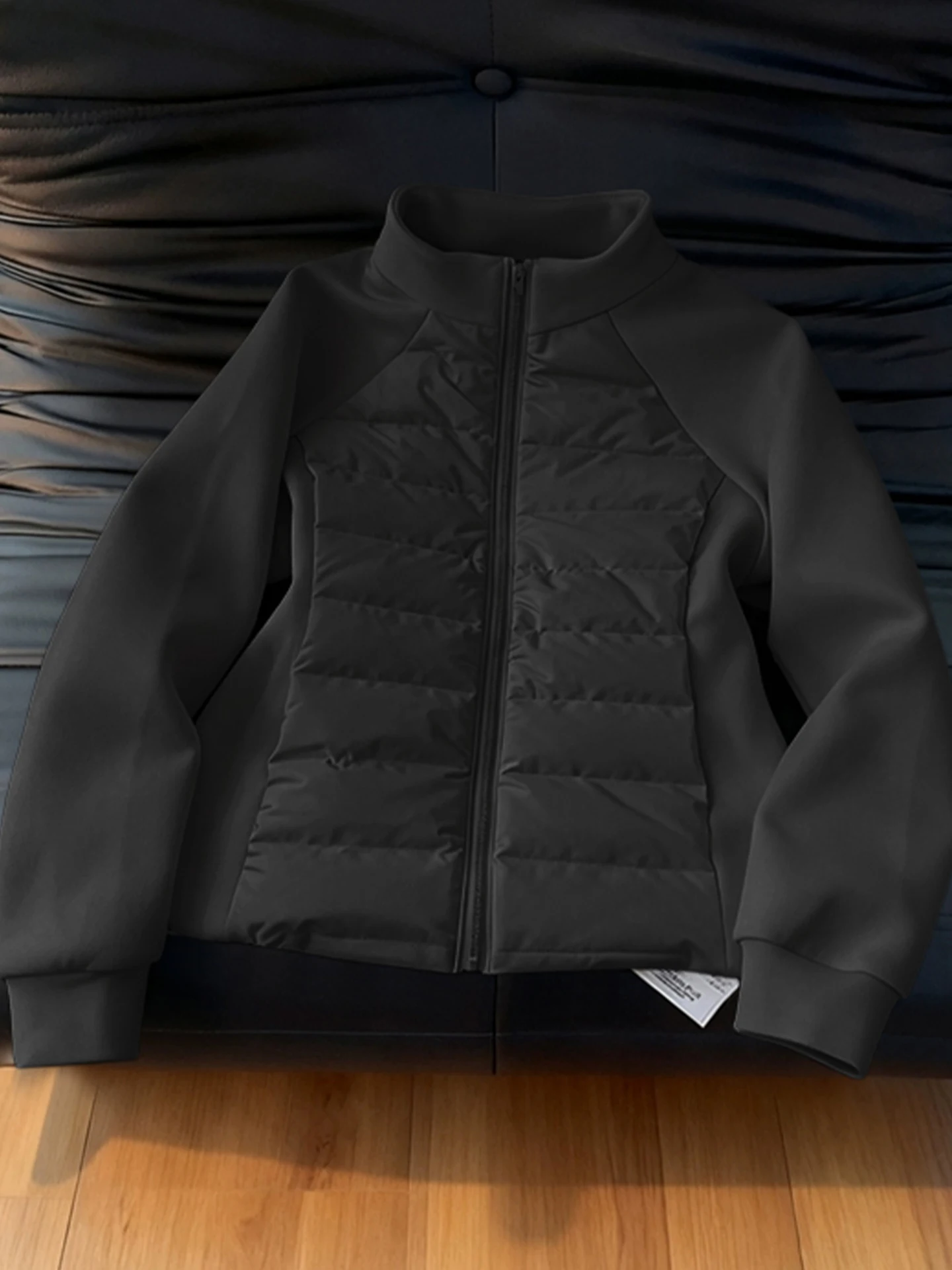 

Black Lightweight Men's down Jacket Sporty Slim Fit Thickened Stand Collar Cotton Outerwear Winter Warm Breathable Coat