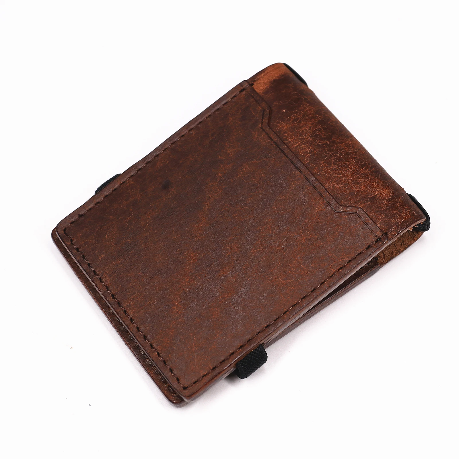 100 % echtes Leder, Geldbörse mit Magnetverschluss, schlanke Bifold-Geldbörse für Herren, Geldscheinklammer-Organizer mit Kartenhalter. – Detail 3